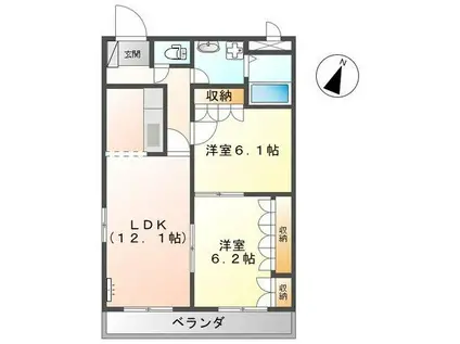 BIEN VIVRE楡木(2LDK/1階)の間取り写真