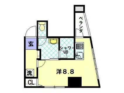 プラムビル(ワンルーム/5階)の間取り写真