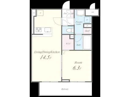 エスペランサ立川(1LDK/4階)の間取り写真