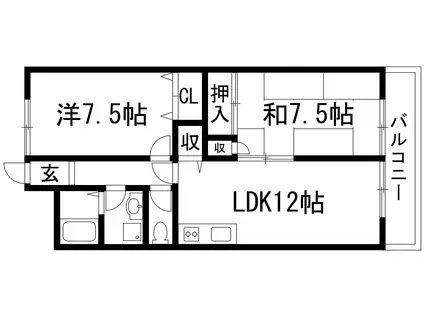 ドミール小林(2LDK/2階)の間取り写真