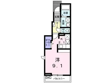 GREEN PARK II(1K/1階)の間取り写真