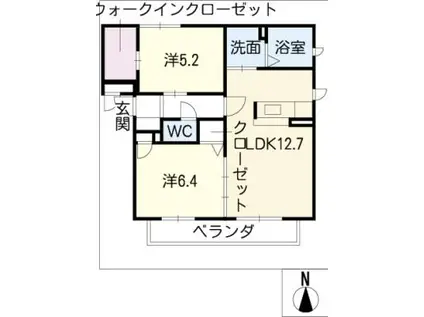 エスポワール ジュン(2LDK/1階)の間取り写真