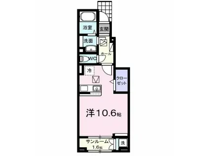 レッチーノII(ワンルーム/1階)の間取り写真