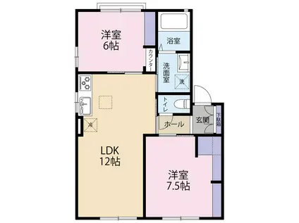 グレイシャス三苫(2LDK/1階)の間取り写真