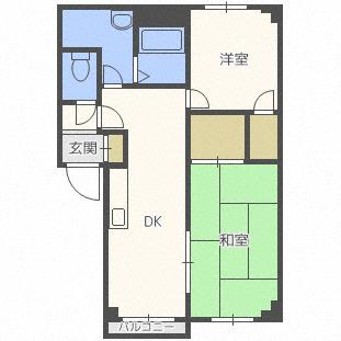 大友パークマンション(2LDK/1階)の間取り写真