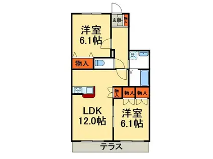 メゾンフルール(2LDK/1階)の間取り写真