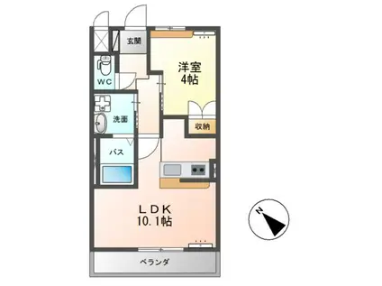 フレシア II(1LDK/2階)の間取り写真