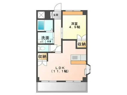 ソフィエールI(1LDK/4階)の間取り写真