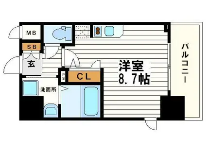 エスリード北浜イースト(ワンルーム/4階)の間取り写真