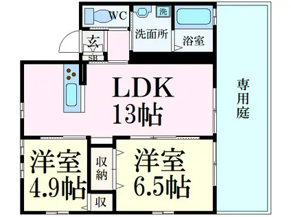 TKD イーストSIDE(2LDK/2階)の間取り写真