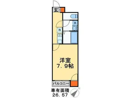 ヴィラセゾン船橋本町(1K/1階)の間取り写真