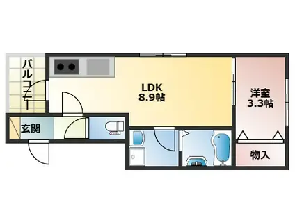 リブレメゾン西明石南町(1LDK/3階)の間取り写真