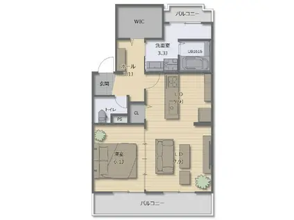 エステート真(1LDK/4階)の間取り写真