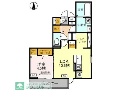 FELICITY(1SLDK/2階)の間取り写真