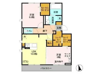 バリスサイト E(2LDK/2階)の間取り写真