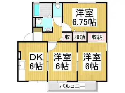 ハイカムール沢村(3DK/2階)の間取り写真