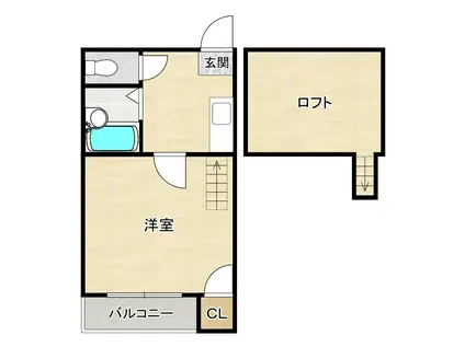 ライフピアももち(1K/2階)の間取り写真