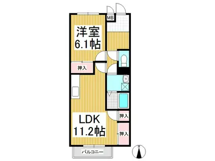 グランデール多田(1LDK/1階)の間取り写真