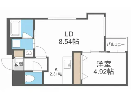 グランジ厚別(1LDK/2階)の間取り写真