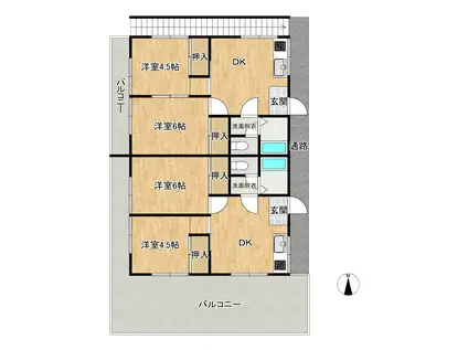 黒田アパート(2DK/2階)の間取り写真