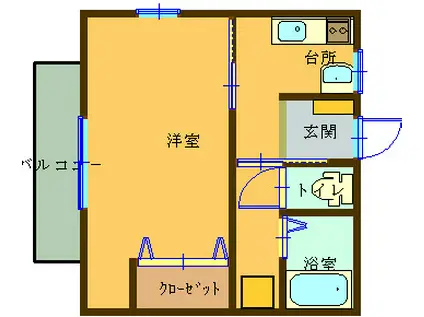 居藤ハイツA棟(2DK/1階)の間取り写真