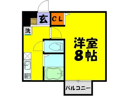 プランドール(1K/2階)の間取り写真