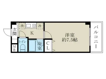 パンウエストリート(1K/7階)の間取り写真