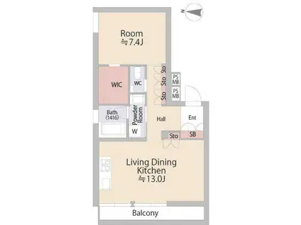 エクセルシオール目黒青葉台(1LDK/1階)の間取り写真