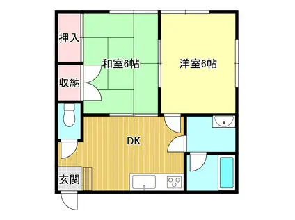 アティックハウスII(2DK/1階)の間取り写真