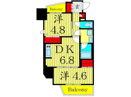 リビオメゾン入谷(1SDK/5階)の間取り写真