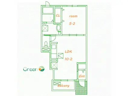 カーサ.H(1LDK/1階)の間取り写真