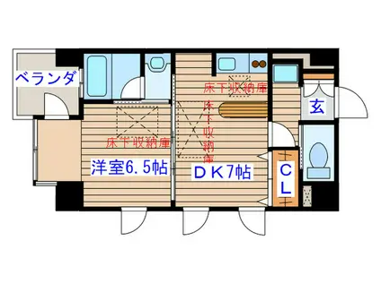 ルネスサマン(1DK/6階)の間取り写真