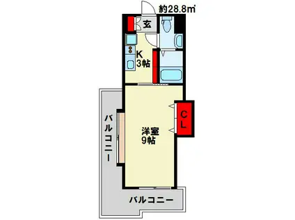 プレステージ・デル・エアプレイン(1K/3階)の間取り写真