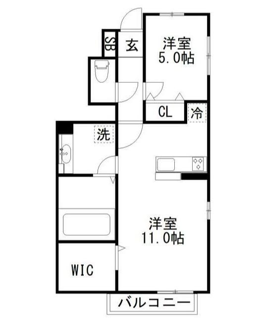 エスポワールK(1LDK/1階)の間取り写真