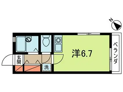 パールハイツ(ワンルーム/1階)の間取り写真