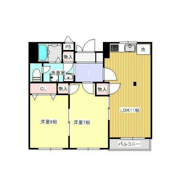 レーベンハイツ湘南(2LDK/2階)の間取り写真