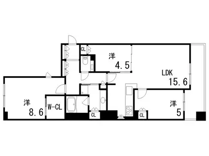 パークシュロス芦屋(3LDK/4階)の間取り写真