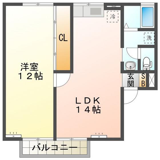 プラムヒルズ(1LDK/1階)の間取り写真