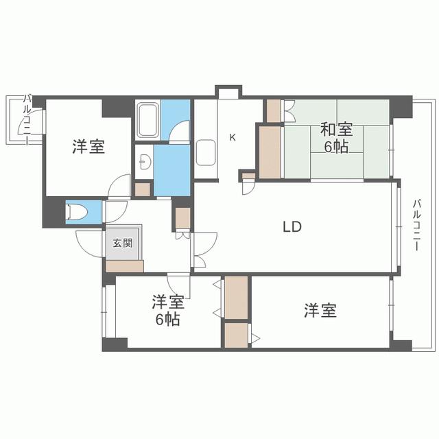 チサンマンション藤崎II(4LDK/4階)の間取り写真