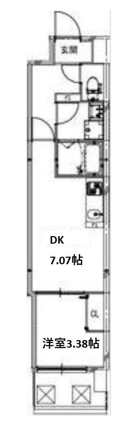 ALIVIS新町(1DK/4階)の間取り写真