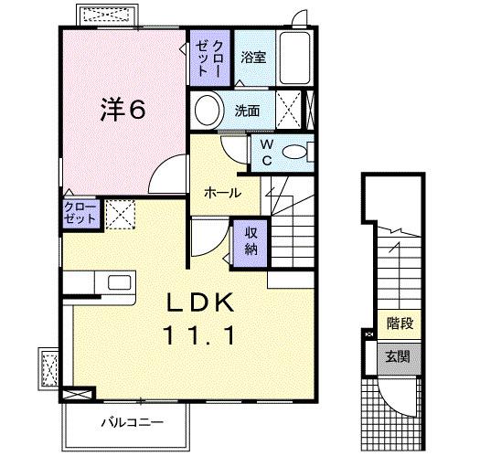 スプリングヤード(1LDK/2階)の間取り写真