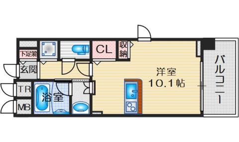 THE GARDEN SUITE(ワンルーム/3階)の間取り写真