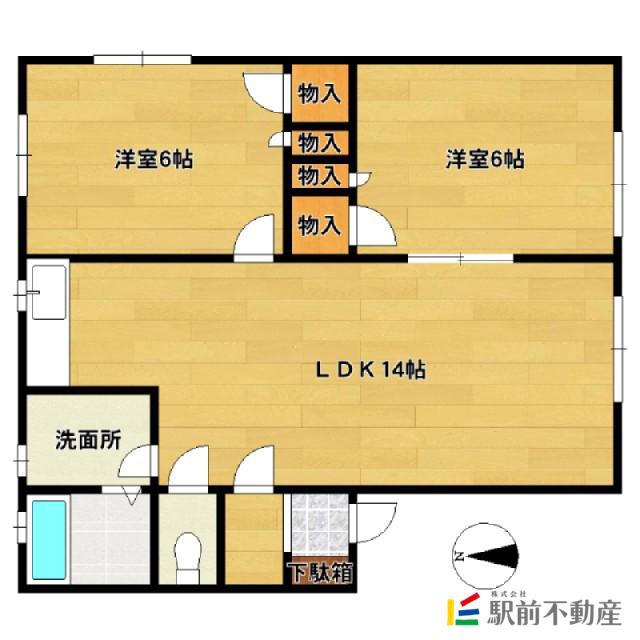 ベリーズコート(2LDK/1階)の間取り写真