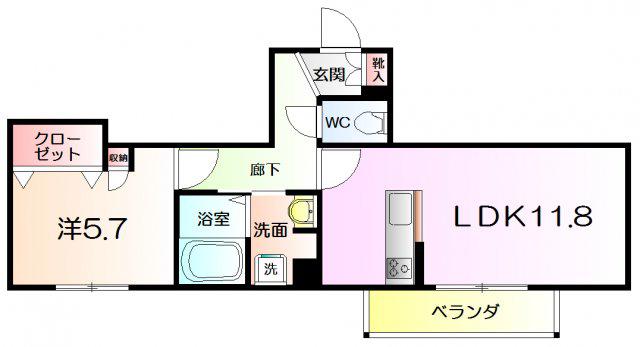 ソラーナ堺市駅(1LDK/3階)の間取り写真