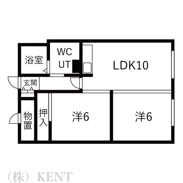 北円山コーポA(2LDK/4階)の間取り写真