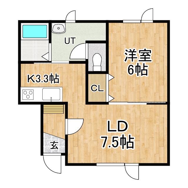 ルピナスII(1LDK/1階)の間取り写真