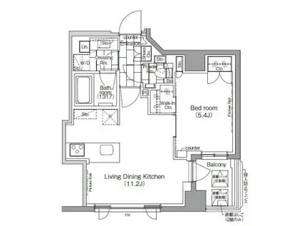 パークハビオ日本橋蛎殻町(1LDK/5階)の間取り写真