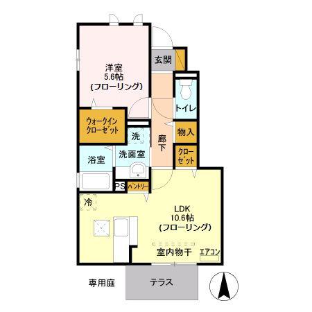 ルピナス壱番館(1LDK/1階)の間取り写真