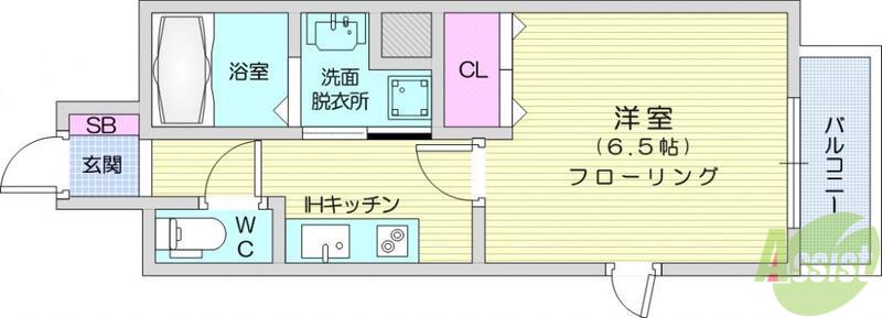LIVE CASA 仙台長町(1K/8階)の間取り写真