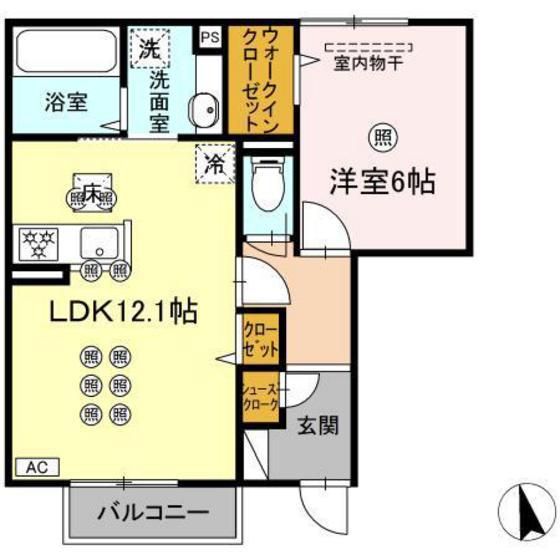 アルカンシェル(1LDK/1階)の間取り写真